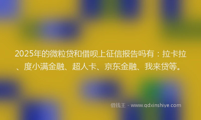 2025年的微粒贷和借呗上征信报告吗有：拉卡拉、度小满金融、超人卡、京东金融、我来贷等。