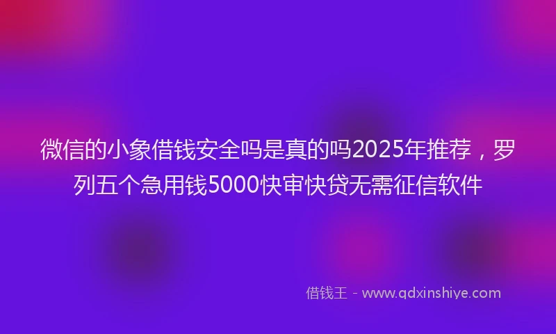 微信的小象借钱安全吗是真的吗2025年推荐，罗列五个急用钱5000快审快贷无需征信软件