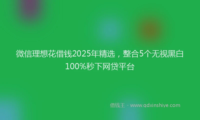 微信理想花借钱2025年精选，整合5个无视黑白100%秒下网贷平台