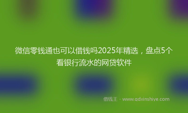 微信零钱通也可以借钱吗2025年精选，盘点5个看银行流水的网贷软件