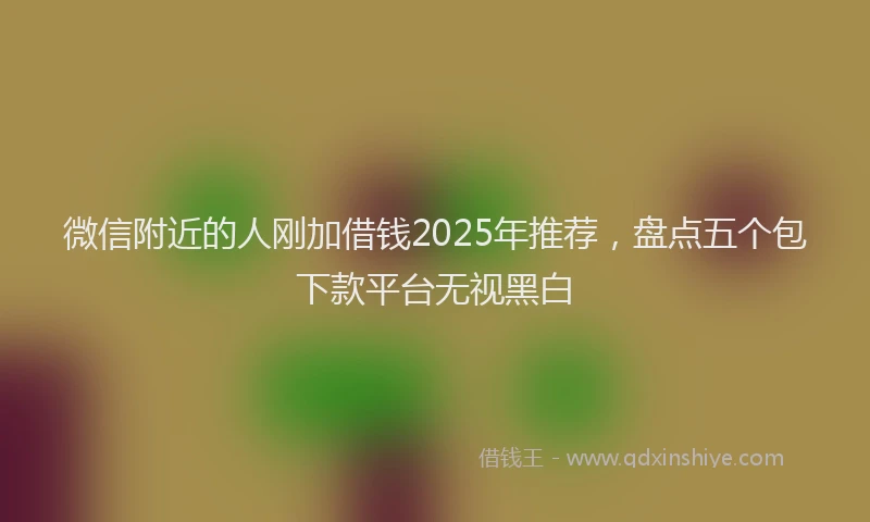微信附近的人刚加借钱2025年推荐，盘点五个包下款平台无视黑白