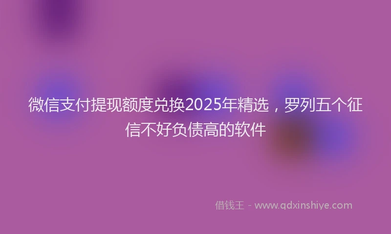 微信支付提现额度兑换2025年精选，罗列五个征信不好负债高的软件