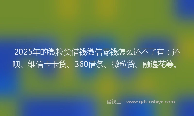 2025年的微粒货借钱微信零钱怎么还不了有：还呗、维信卡卡贷、360借条、微粒贷、融逸花等。