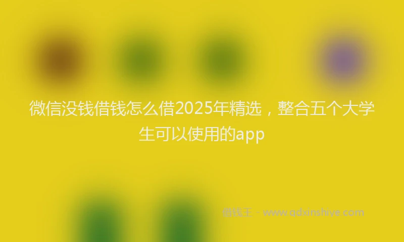 微信没钱借钱怎么借2025年精选，整合五个大学生可以使用的app