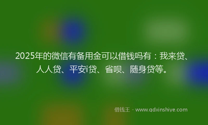 2025年的微信有备用金可以借钱吗有：我来贷、人人贷、平安i贷、省呗、随身贷等。