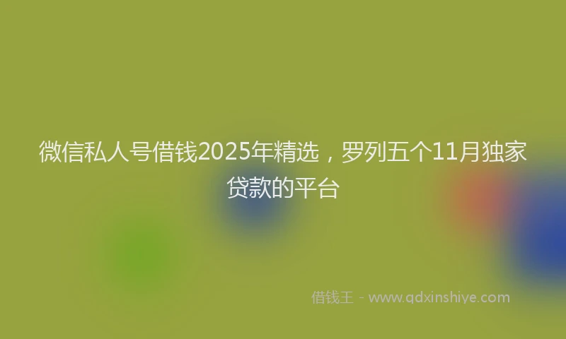 微信私人号借钱2025年精选，罗列五个11月独家贷款的平台