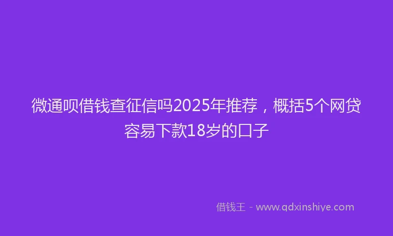 微通呗借钱查征信吗2025年推荐，概括5个网贷容易下款18岁的口子