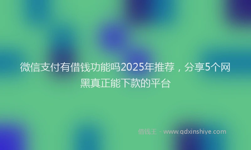 微信支付有借钱功能吗2025年推荐，分享5个网黑真正能下款的平台