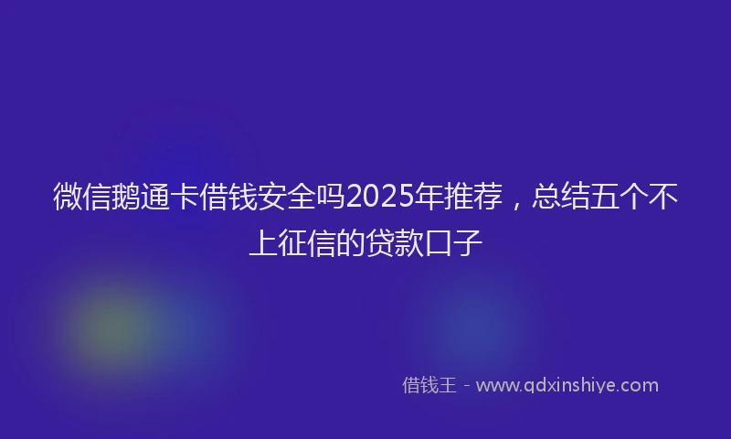 微信鹅通卡借钱安全吗2025年推荐，总结五个不上征信的贷款口子