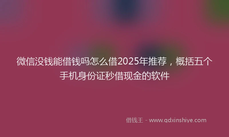微信没钱能借钱吗怎么借2025年推荐，概括五个手机身份证秒借现金的软件