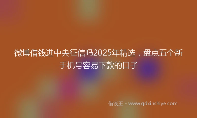 微博借钱进中央征信吗2025年精选，盘点五个新手机号容易下款的口子