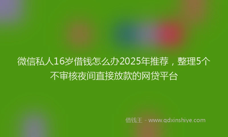 微信私人16岁借钱怎么办2025年推荐，整理5个不审核夜间直接放款的网贷平台