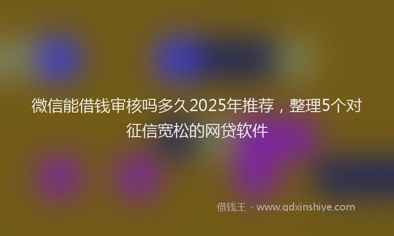 微信能借钱审核吗多久2025年推荐，整理5个对征信宽松的网贷软件
