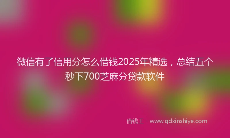 微信有了信用分怎么借钱2025年精选，总结五个秒下700芝麻分贷款软件