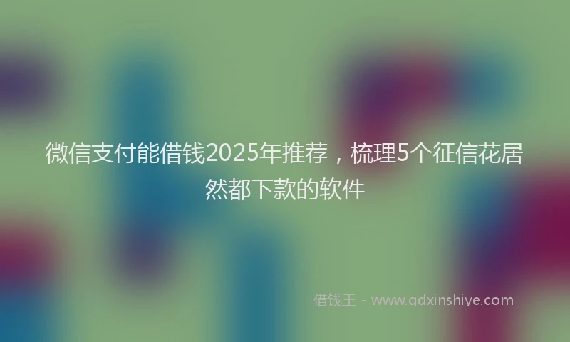 微信支付能借钱2025年推荐，梳理5个征信花居然都下款的软件