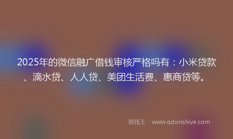 2025年的微信融广借钱审核严格吗有：小米贷款、滴水贷、人人贷、美团生活费、惠商贷等。