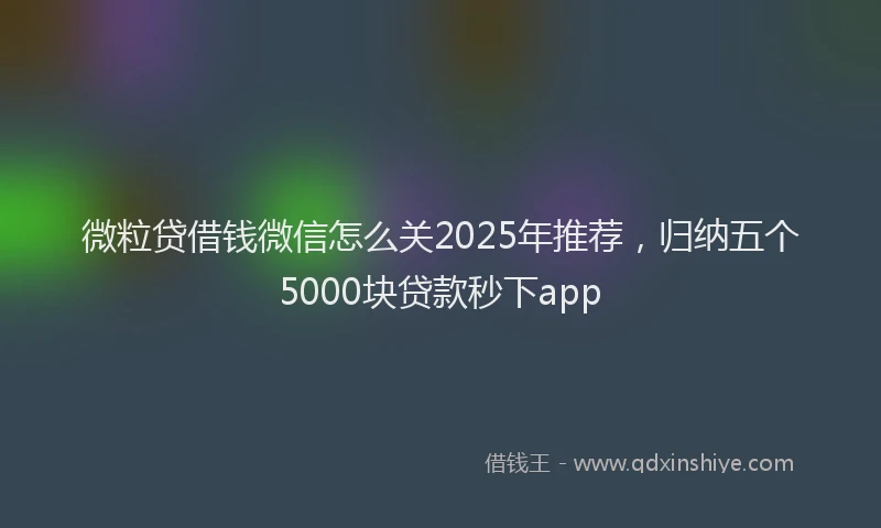 微粒贷借钱微信怎么关2025年推荐，归纳五个5000块贷款秒下app