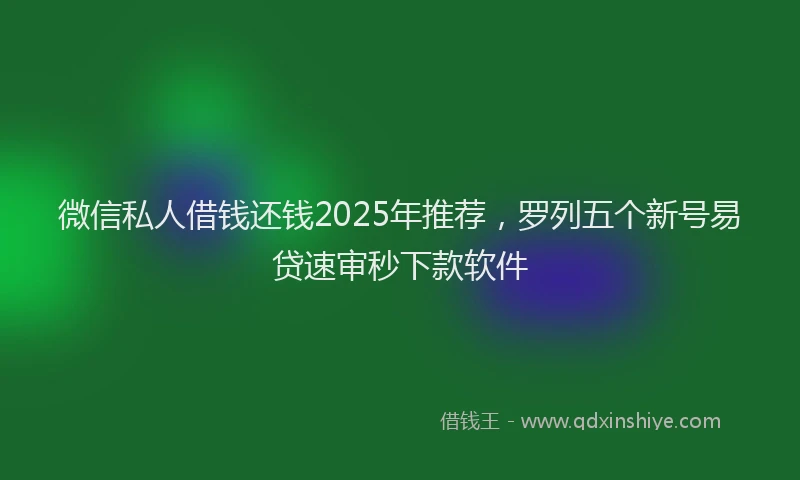微信私人借钱还钱2025年推荐，罗列五个新号易贷速审秒下款软件