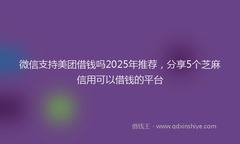 微信支持美团借钱吗2025年推荐，分享5个芝麻信用可以借钱的平台