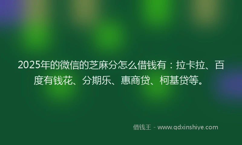 2025年的微信的芝麻分怎么借钱有：拉卡拉、百度有钱花、分期乐、惠商贷、柯基贷等。
