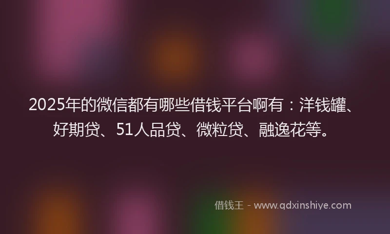 2025年的微信都有哪些借钱平台啊有：洋钱罐、好期贷、51人品贷、微粒贷、融逸花等。