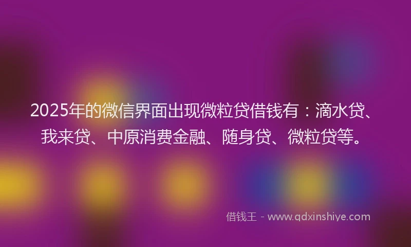 2025年的微信界面出现微粒贷借钱有：滴水贷、我来贷、中原消费金融、随身贷、微粒贷等。