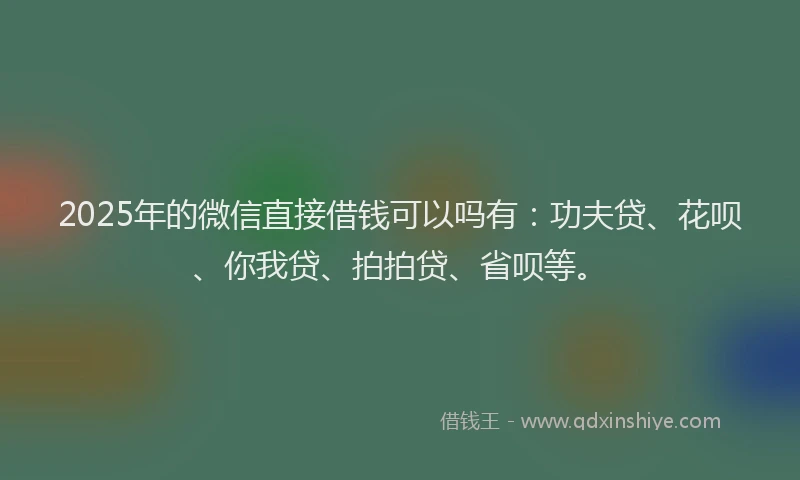 2025年的微信直接借钱可以吗有：功夫贷、花呗、你我贷、拍拍贷、省呗等。