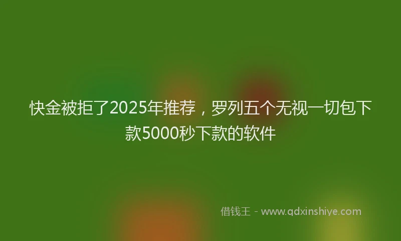 快金被拒了2025年推荐，罗列五个无视一切包下款5000秒下款的软件
