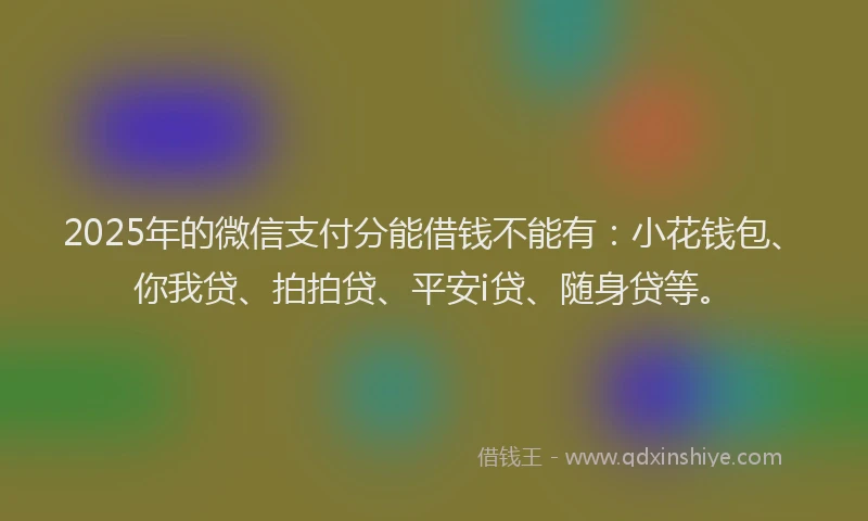 2025年的微信支付分能借钱不能有：小花钱包、你我贷、拍拍贷、平安i贷、随身贷等。