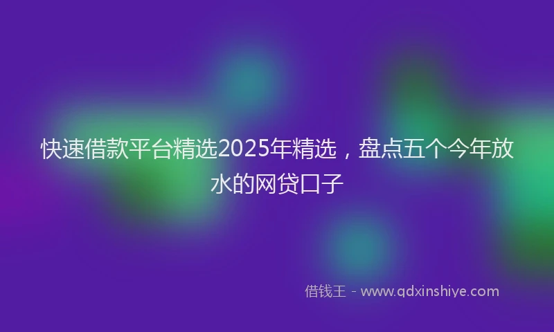 快速借款平台精选2025年精选，盘点五个今年放水的网贷口子