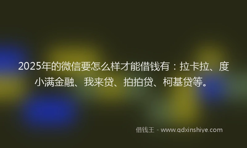 2025年的微信要怎么样才能借钱有：拉卡拉、度小满金融、我来贷、拍拍贷、柯基贷等。