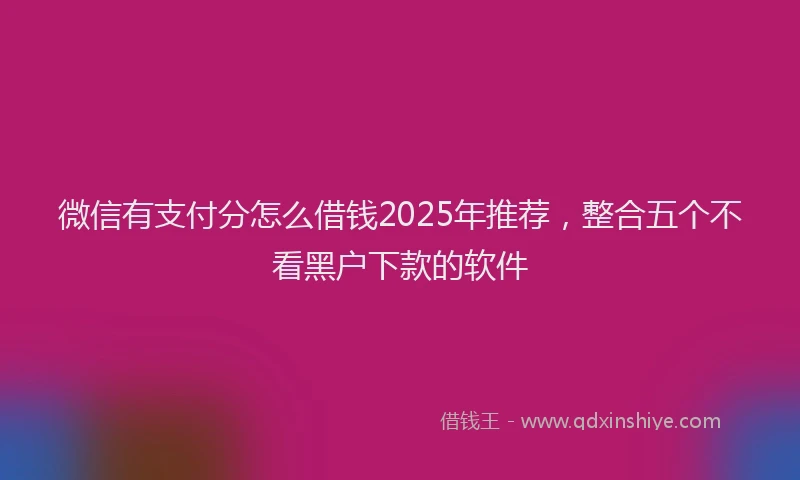 微信有支付分怎么借钱2025年推荐，整合五个不看黑户下款的软件