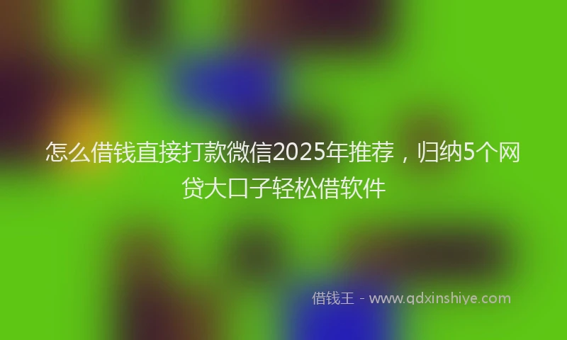 怎么借钱直接打款微信2025年推荐，归纳5个网贷大口子轻松借软件
