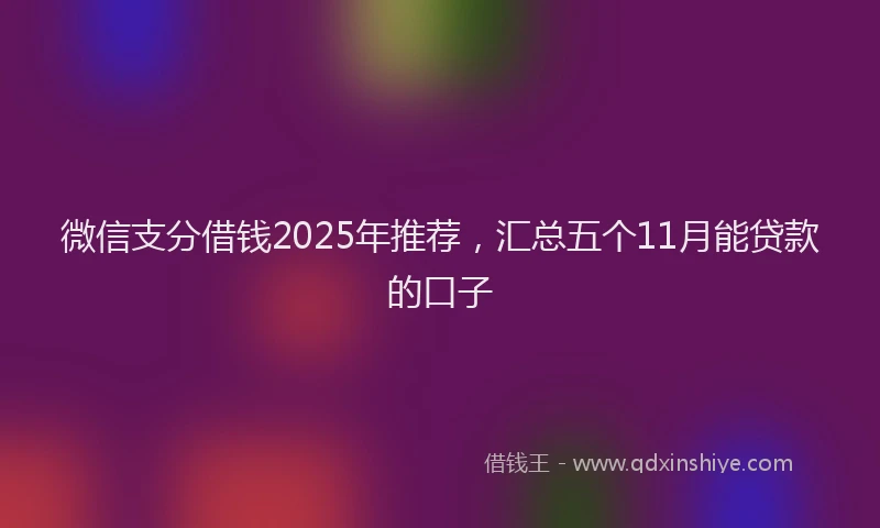 微信支分借钱2025年推荐，汇总五个11月能贷款的口子