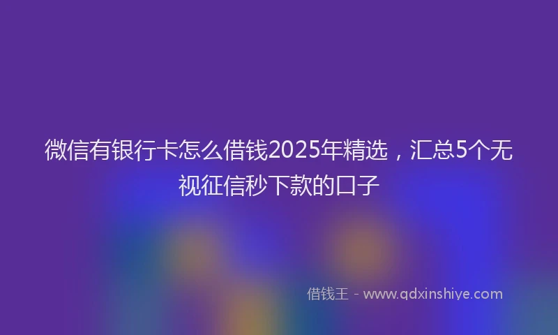 微信有银行卡怎么借钱2025年精选，汇总5个无视征信秒下款的口子