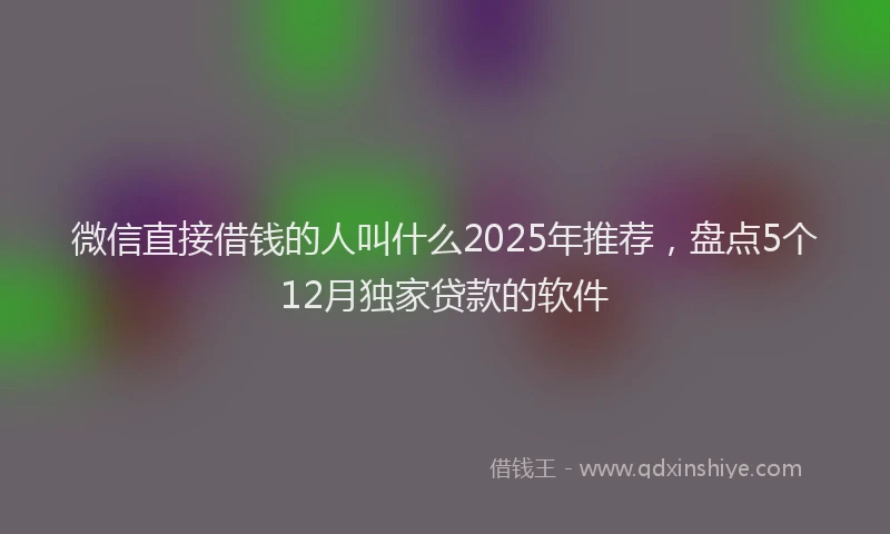 微信直接借钱的人叫什么2025年推荐，盘点5个12月独家贷款的软件