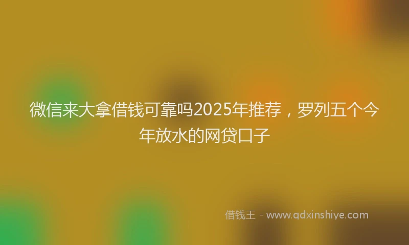 微信来大拿借钱可靠吗2025年推荐，罗列五个今年放水的网贷口子