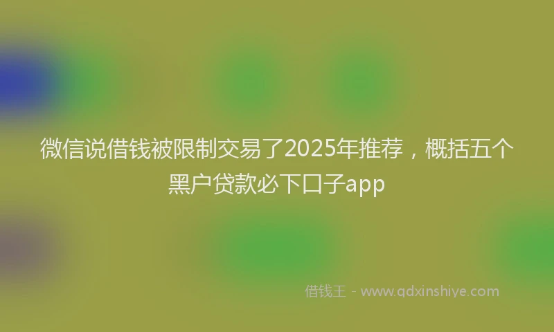 微信说借钱被限制交易了2025年推荐，概括五个黑户贷款必下口子app
