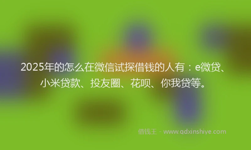 2025年的怎么在微信试探借钱的人有：e微贷、小米贷款、投友圈、花呗、你我贷等。