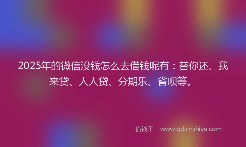 2025年的微信没钱怎么去借钱呢有：替你还、我来贷、人人贷、分期乐、省呗等。