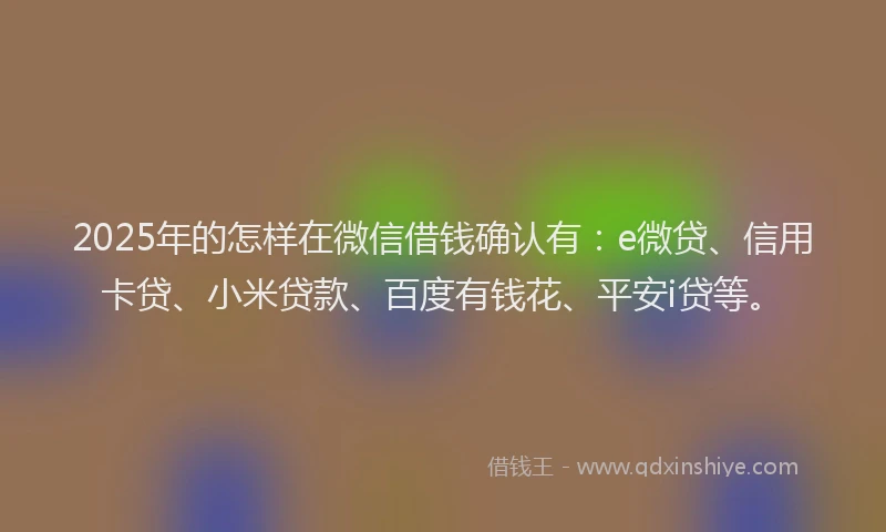 2025年的怎样在微信借钱确认有：e微贷、信用卡贷、小米贷款、百度有钱花、平安i贷等。