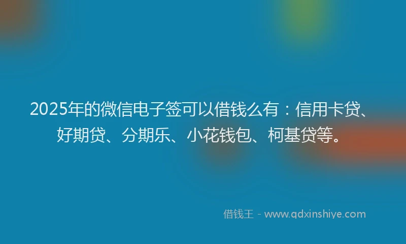2025年的微信电子签可以借钱么有：信用卡贷、好期贷、分期乐、小花钱包、柯基贷等。