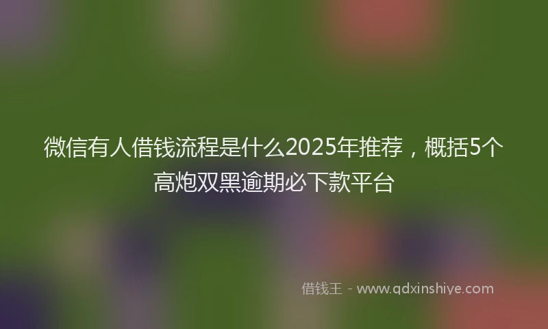 微信有人借钱流程是什么2025年推荐，概括5个高炮双黑逾期必下款平台