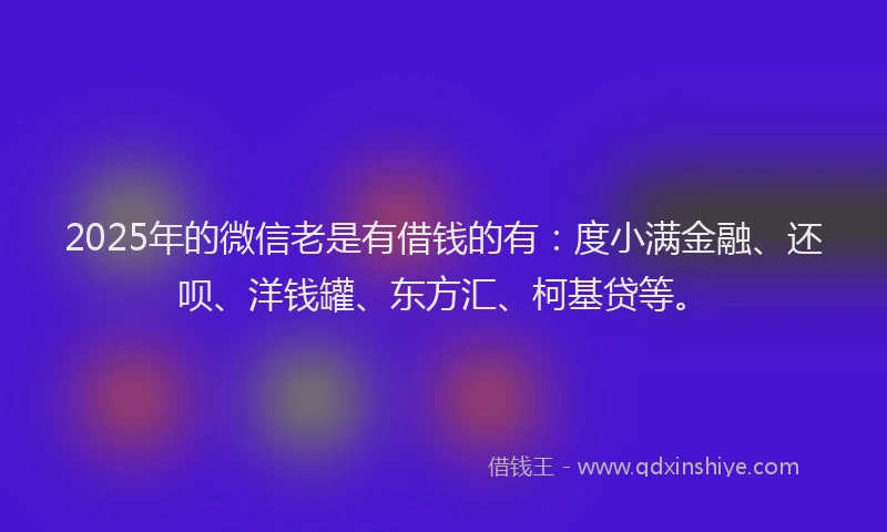 2025年的微信老是有借钱的有：度小满金融、还呗、洋钱罐、东方汇、柯基贷等。