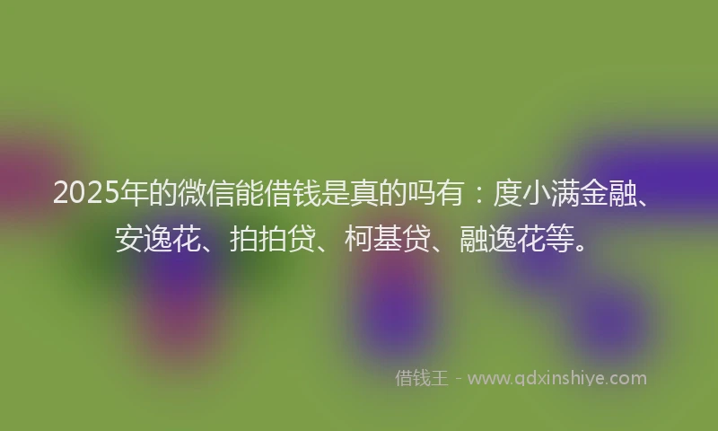 2025年的微信能借钱是真的吗有：度小满金融、安逸花、拍拍贷、柯基贷、融逸花等。