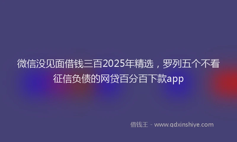 微信没见面借钱三百2025年精选，罗列五个不看征信负债的网贷百分百下款app