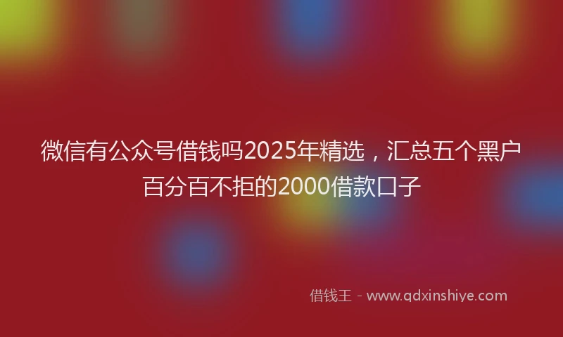 微信有公众号借钱吗2025年精选，汇总五个黑户百分百不拒的2000借款口子