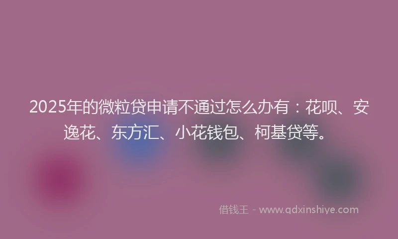 2025年的微粒贷申请不通过怎么办有：花呗、安逸花、东方汇、小花钱包、柯基贷等。