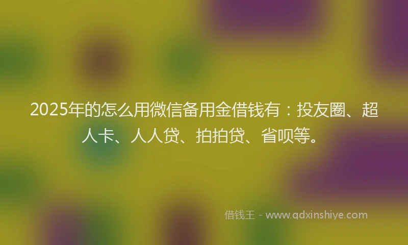 2025年的怎么用微信备用金借钱有：投友圈、超人卡、人人贷、拍拍贷、省呗等。