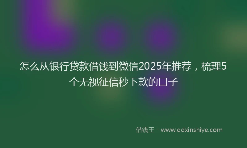 怎么从银行贷款借钱到微信2025年推荐，梳理5个无视征信秒下款的口子